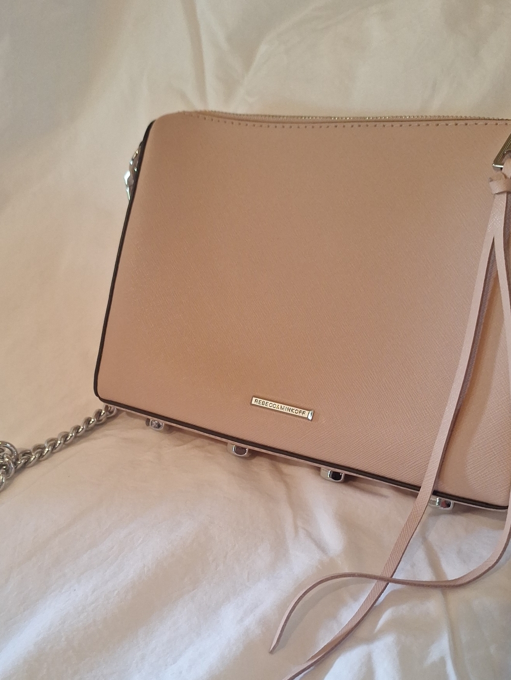 Rebecca Minkoff Pale Pink Structured Crossbody with Chain Strap